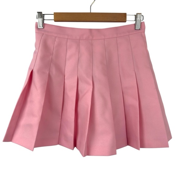 American Apparel Gabardine High-Waist Pleated Tennis Skirt Pink Size Small - Picture 2 of 16